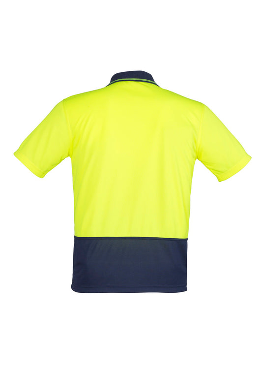 Syzmik ZH231 Unisex Hi Vis Basic Short Sleeve Polo in Yellow/Navy - back view