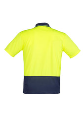 Syzmik ZH231 Unisex Hi Vis Basic Short Sleeve Polo in Yellow/Navy - back view