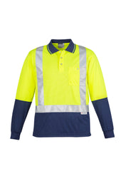 Mens Hi Vis Spliced Long Sleeve Polo - Shoulder Taped - ZH234 - syzmik-1