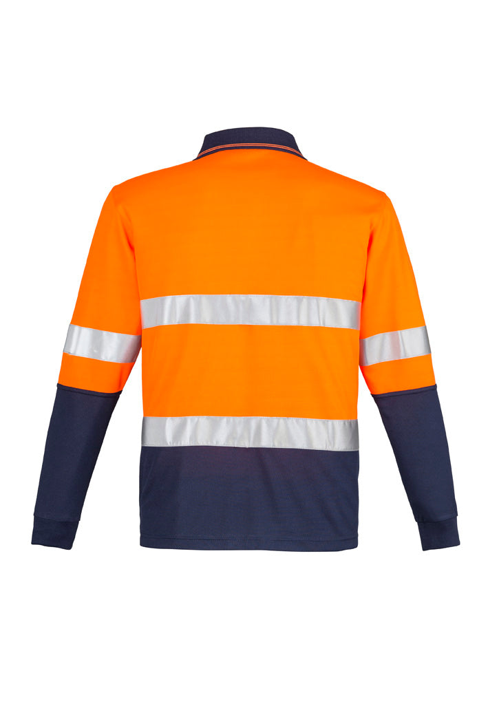 Syzmik ZH235 Mens Hi Vis Spliced Long Sleeve Polo - Hoop Taped in Orange/Navy - back view