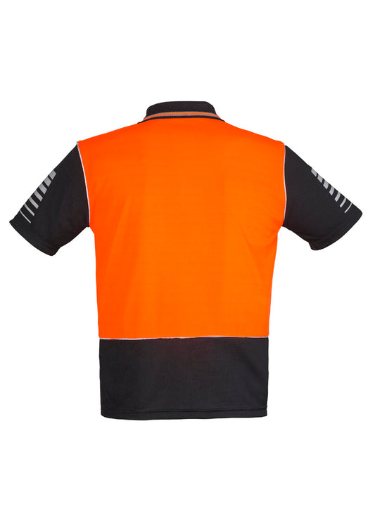 Syzmik ZH236 Mens Hi Vis Zone Short Sleeve Polo in Orange/Black - back view