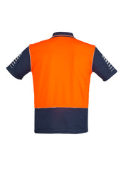 Syzmik ZH236 Mens Hi Vis Zone Short Sleeve Polo in Orange/Navy - back view