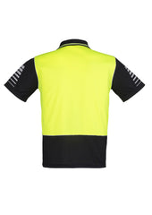 Syzmik ZH236 Mens Hi Vis Zone Short Sleeve Polo in Yellow/Black - back view