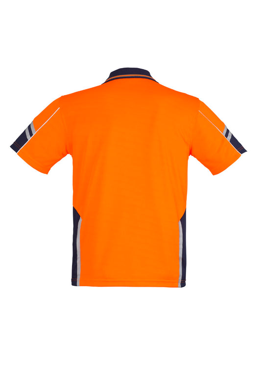 Syzmik ZH237 Mens Hi Vis Squad Short Sleeve Polo in Orange/Navy - back view