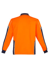 Syzmik ZH238 Mens Hi Vis Squad Long Sleeve Polo in Orange/Navy - back view