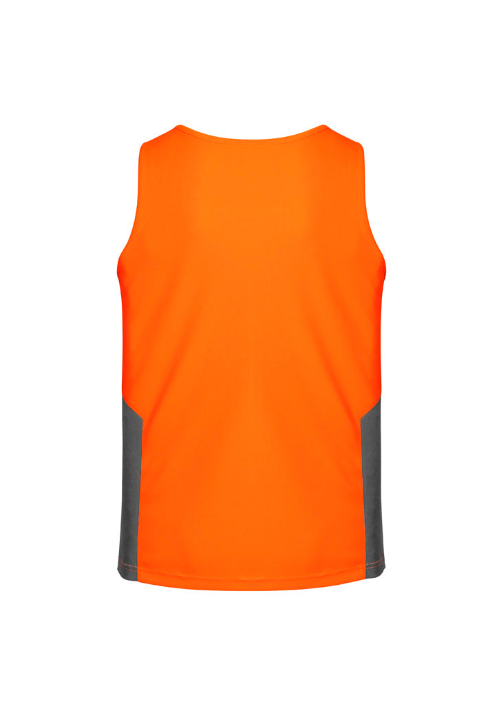 Syzmik ZH239 Mens Hi Vis Squad Singlet in Orange/Charcoal - back view