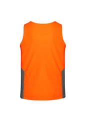Syzmik ZH239 Mens Hi Vis Squad Singlet in Orange/Charcoal - back view
