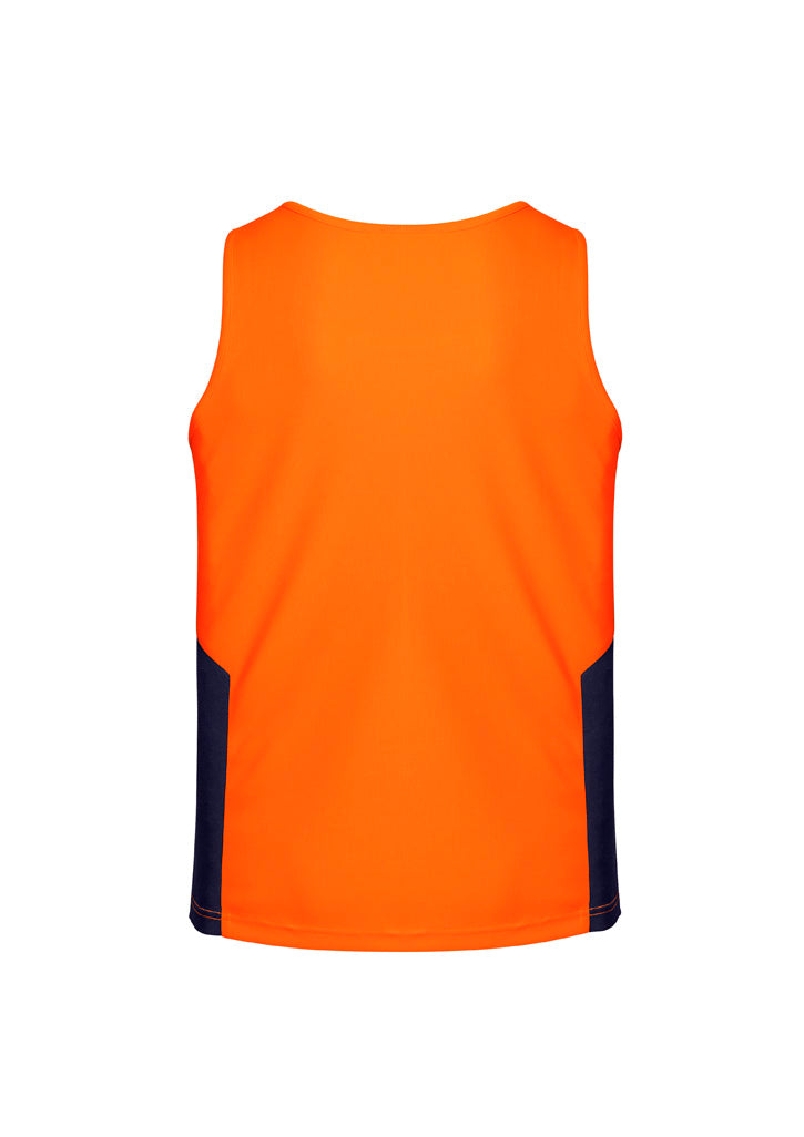 Syzmik ZH239 Mens Hi Vis Squad Singlet in Orange/Navy - back view
