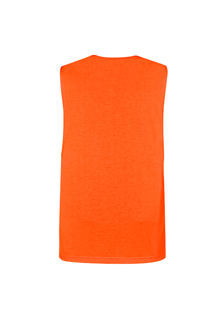 Syzmik ZH297 Mens Hi Vis Sleeveless Tee in Orange - back view