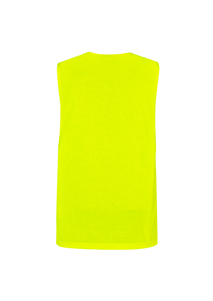 Syzmik ZH297 Mens Hi Vis Sleeveless Tee in Yellow - back view