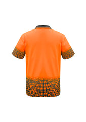 Syzmik ZH300 Mens Hi Vis Tracks Short Sleeve Polo in Orange/Charcoal - back view