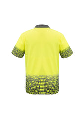 Syzmik ZH300 Mens Hi Vis Tracks Short Sleeve Polo in Yellow/Charcoal - back view