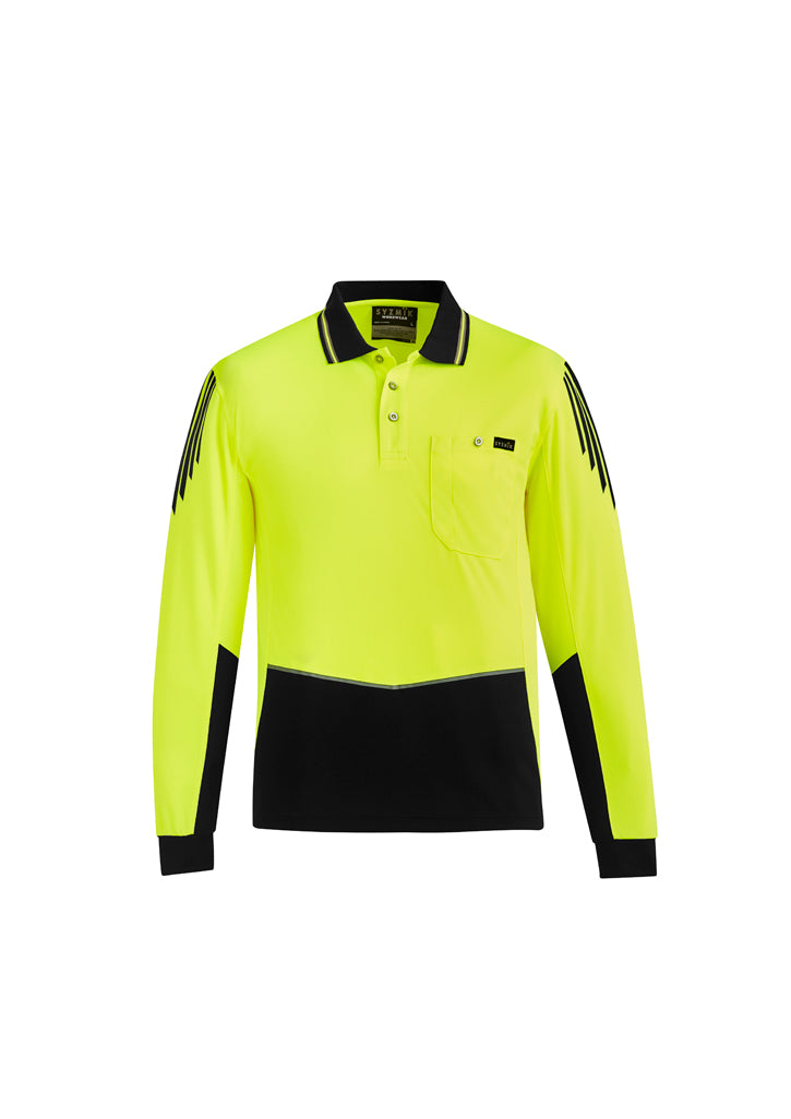 Mens Hi Vis Flux Long Sleeve Polo - ZH310 - syzmik-0