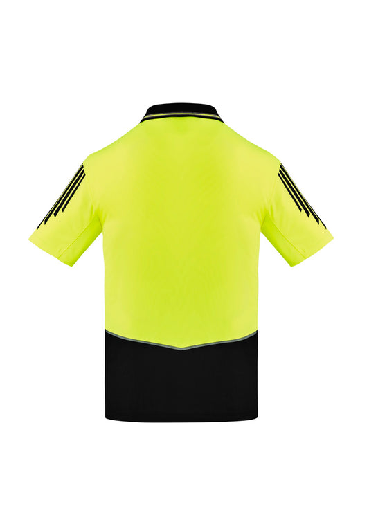 Syzmik ZH315 Mens Hi Vis Flux Short Sleeve Polo in Yellow/Black - back view