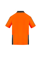 Syzmik ZH320 Mens Hi Vis Komodo Short Sleeve Polo in Orange/Black - back view