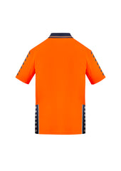 Syzmik ZH320 Mens Hi Vis Komodo Short Sleeve Polo in Orange/Navy - back view