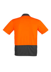 Syzmik ZH415 Mens Hi Vis Comfort Back Short Sleeve Polo in Orange/Charcoal - back view