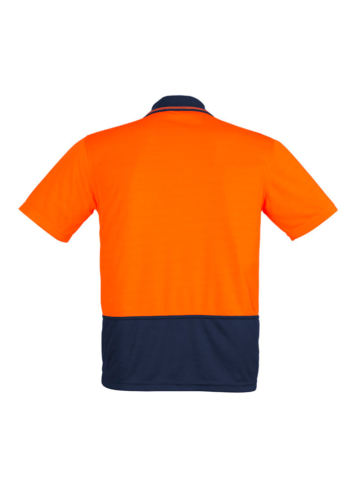 Syzmik ZH415 Mens Hi Vis Comfort Back Short Sleeve Polo in Orange/Navy - back view