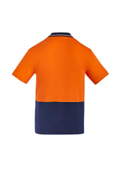 Syzmik ZH435 Mens Hi Vis Cotton Short Sleeve Polo in Orange/Navy - back view