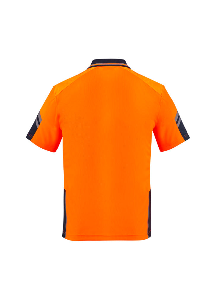 Syzmik ZH465 Mens Hi Vis Reinforced Squad Short Sleeve Polo in Orange/Navy - back view