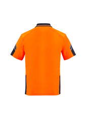 Syzmik ZH465 Mens Hi Vis Reinforced Squad Short Sleeve Polo in Orange/Navy - back view