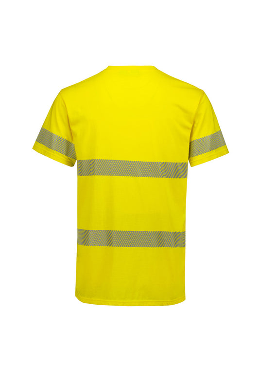 Syzmik ZH510 Mens Hi Vis Segmented Tape Cotton Tee in Yellow - back view