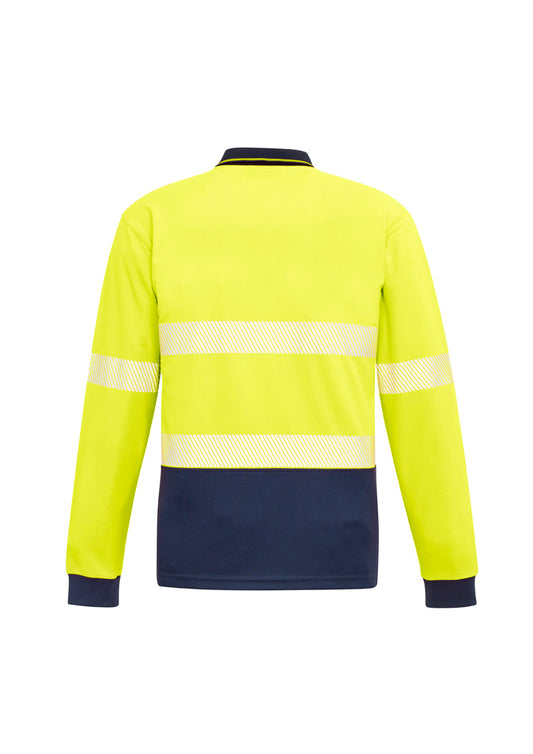 Syzmik ZH530 Unisex Hi Vis Segmented Tape Long Sleeve Polo in Yellow/Navy - back view