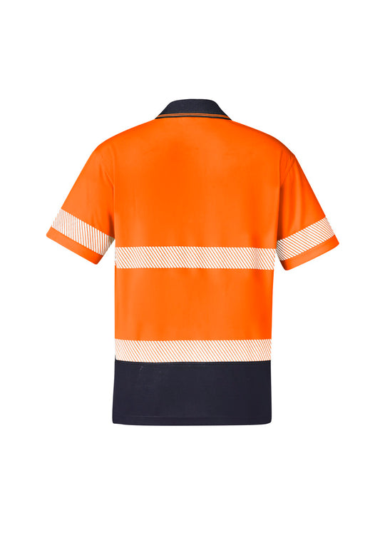 Syzmik ZH535 Unisex Hi Vis Segmented Tape Short Sleeve Polo in Orange/Navy - back view