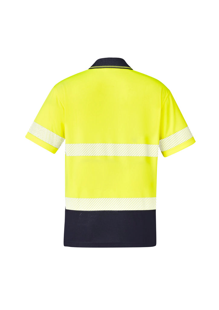 Syzmik ZH535 Unisex Hi Vis Segmented Tape Short Sleeve Polo in Yellow/Navy - back view