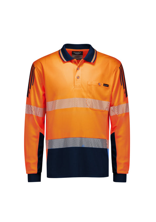 Mens Hi Vis Flux Segmented Tape Long Sleeve Polo - ZH550 - syzmik-0