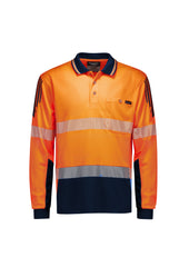 Mens Hi Vis Flux Segmented Tape Long Sleeve Polo - ZH550 - syzmik-0