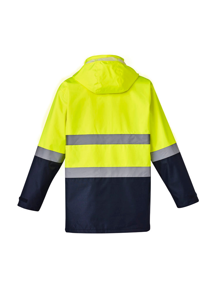 Syzmik ZJ220 Mens Hi Vis Basic 4 In 1 Waterproof Jacket in Yellow/Navy - back view