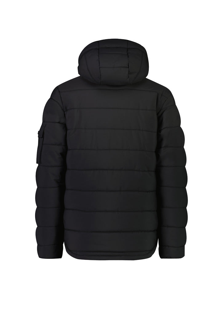Syzmik ZJ240 Unisex Streetworx Hooded Puffer Jacket in Black - back view
