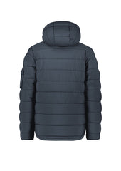 Syzmik ZJ240 Unisex Streetworx Hooded Puffer Jacket in Charcoal Blue - back view