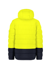 Syzmik ZJ240 Unisex Streetworx Hooded Puffer Jacket in Yellow/Navy - back view