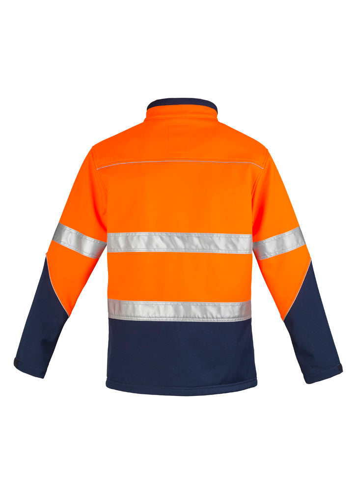 Syzmik ZJ353 Unisex Hi Vis Softshell Jacket in Orange/Navy - back view