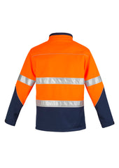 Syzmik ZJ353 Unisex Hi Vis Softshell Jacket in Orange/Navy - back view