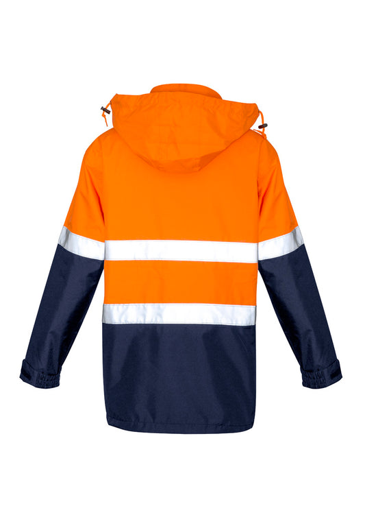 Syzmik ZJ357 Mens Hi Vis Ultralite Waterproof Jacket in Orange/Navy - back view