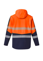 Syzmik ZJ453 Unisex Streetworx 2 In 1 Stretch Softshell Jacket in Orange/Navy - back view