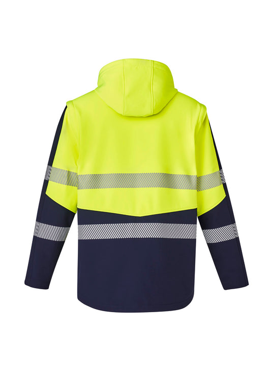Syzmik ZJ453 Unisex Streetworx 2 In 1 Stretch Softshell Jacket in Yellow/Navy - back view