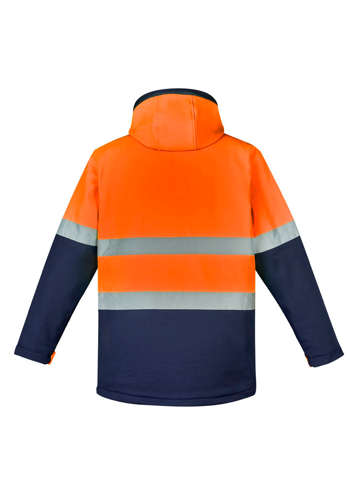 Syzmik ZJ553 Unisex Hi Vis Antarctic Softshell Jacket in Orange/Navy - back view