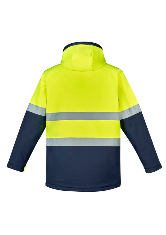 Syzmik ZJ553 Unisex Hi Vis Antarctic Softshell Jacket in Yellow/Navy - back view