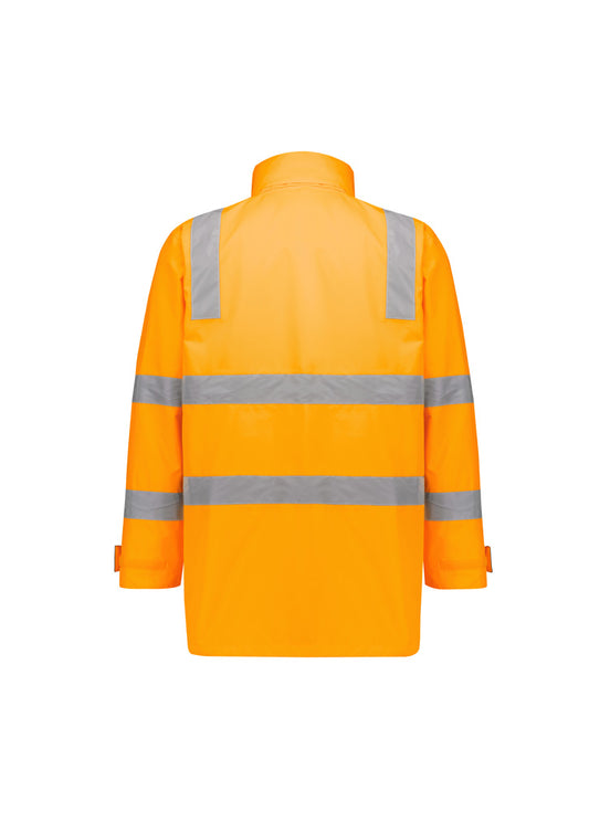 Syzmik ZJ580 Unisex Hi Vis VIC Rail 4 In 1 Waterproof Jacket in VIC Rail Orange - back view