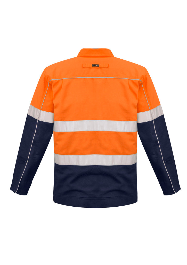 Syzmik ZJ590 Mens Hi Vis Cotton Drill Jacket in Orange/Navy - back view