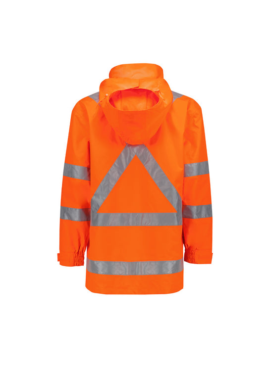 Syzmik ZJ657-AU Mens Hi Vis X Back Ultralite Waterproof Jacket in Orange - back view