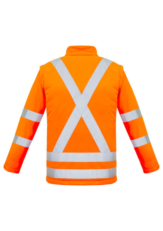 Syzmik ZJ680 Unisex Hi Vis X Back 2 In 1 Softshell Jacket in Orange - back view