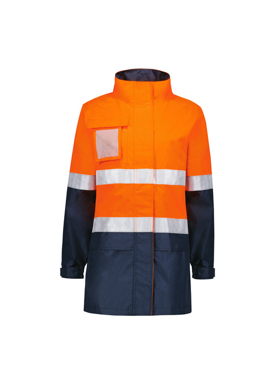 Syzmik ZJ757 Womens Hi Vis Ultralite Waterproof Jacket in Orange/Navy