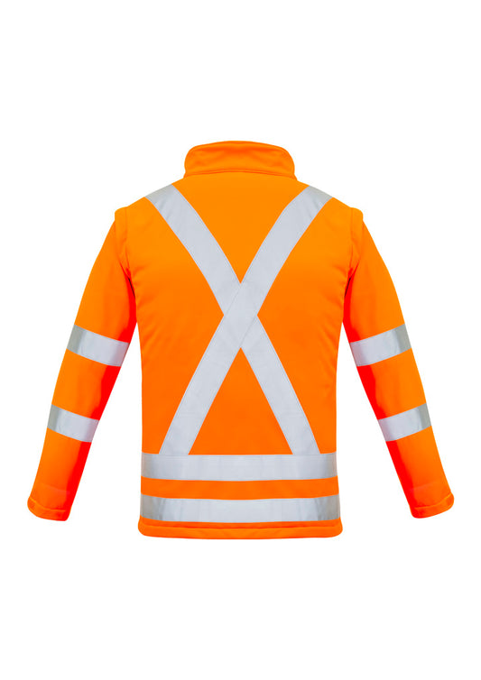 Syzmik ZJ770 Womens Hi Vis NSW Rail X Back 2 In 1 Softshell Jacket in Orange - back view