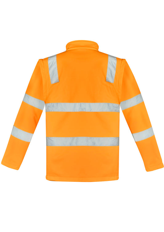 Syzmik ZJ780 Unisex Hi Vis VIC Rail 2 In 1 Softshell Jacket in Vic Rail Orange - back view