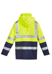 Syzmik ZJ900 Mens Orange Flame Arc Rated Antistatic Waterproof Jacket in Yellow/Navy - back view
